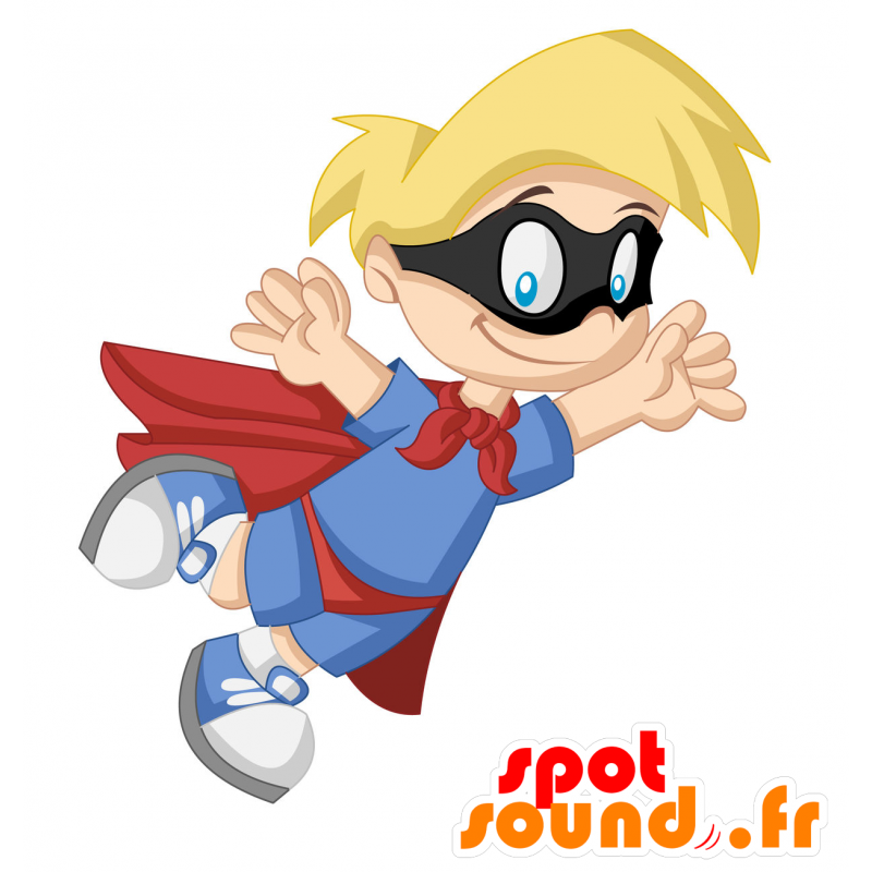 Blonde jongen mascotte verkleed als een superheld outfit - MASFR029911 - 2D / 3D Mascottes