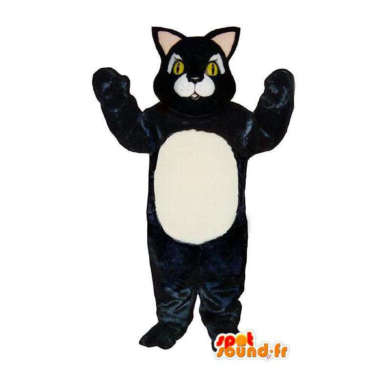 Costume de gros chat noir et blanc - MASFR007525 - Mascottes de chat