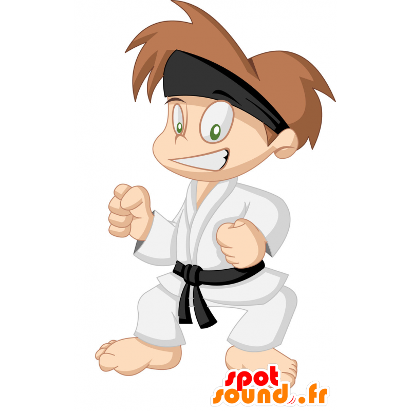 Judoka de la mascota del muchacho, vestido con un kimono - MASFR029913 - Mascotte 2D / 3D