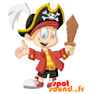 Mascotte bambino vestito in abiti pirata - MASFR029914 - Mascotte 2D / 3D