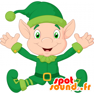 Baby leprechaun mascot, green and yellow. Mascot elf - MASFR029916 - 2D / 3D mascots