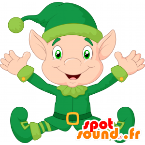 Mascotte de bébé lutin, vert et jaune. Mascotte d'elfe