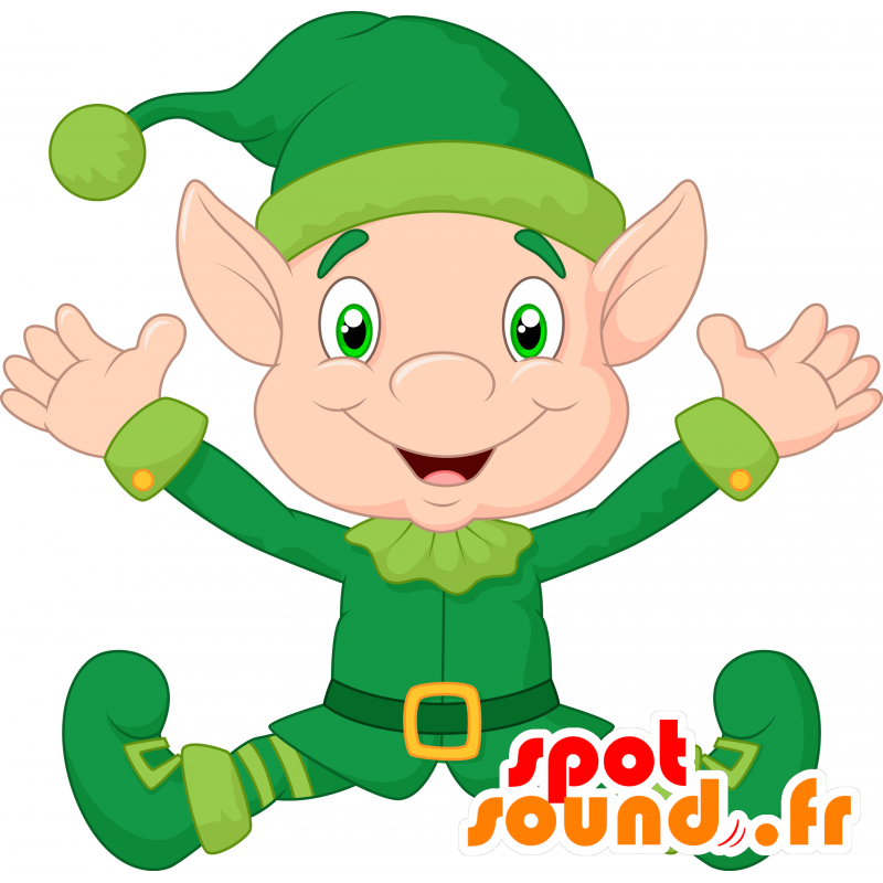 Mascotte de bébé lutin, vert et jaune. Mascotte d'elfe - MASFR029916 - Mascottes 2D/3D