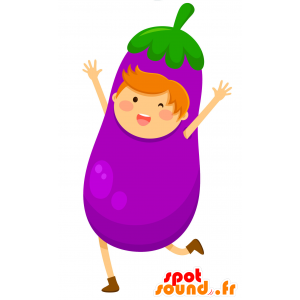 Mascotte d'enfant déguisé en aubergine géante - MASFR029917 - Mascottes 2D/3D
