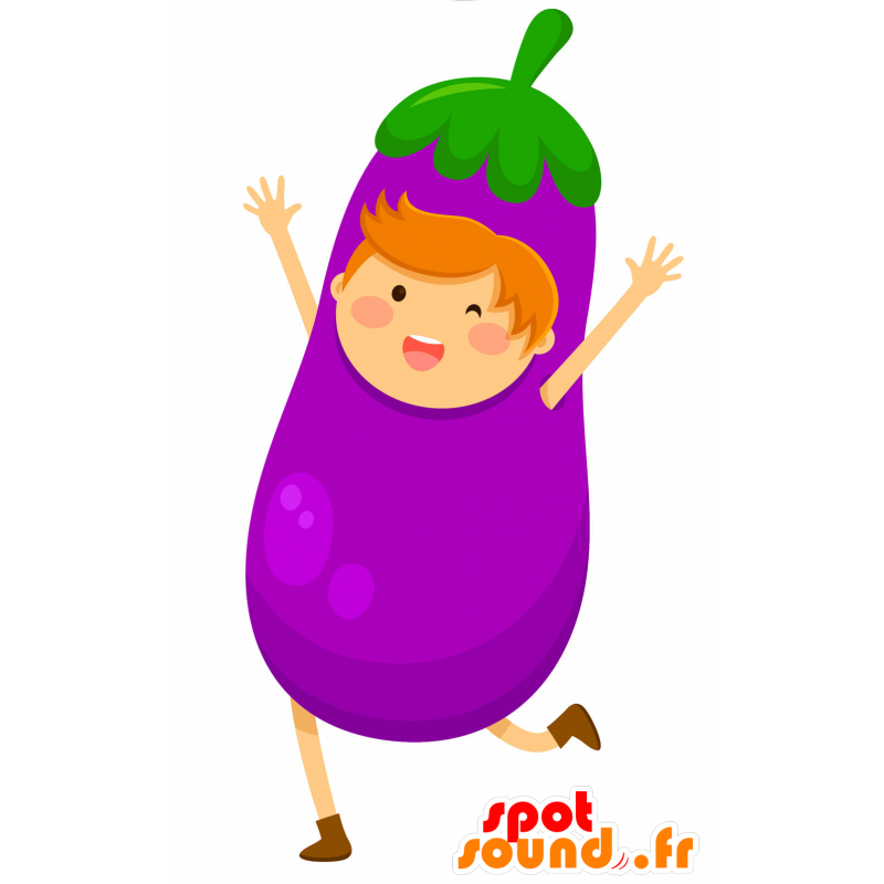 Mascot child dressed as giant aubergine - MASFR029917 - 2D / 3D mascots