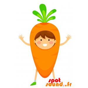Mascot barn kledd i oransje giganten gulrot - MASFR029919 - 2D / 3D Mascots