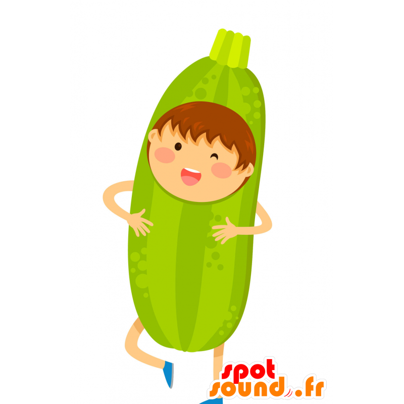 Mascot kind gekleed als gigantische courgette - MASFR029921 - 2D / 3D Mascottes