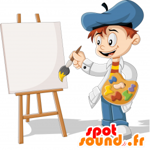 Painter mascot with a blouse and a beret - MASFR029925 - 2D / 3D mascots