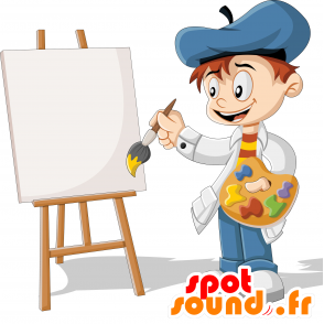 Mascotte de peintre avec une blouse et un béret - MASFR029925 - Mascottes 2D/3D