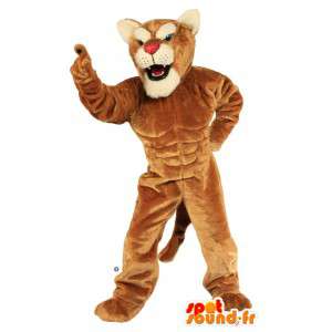 非常に筋肉質の茶色の虎のマスコット-masfr007528-虎のマスコット