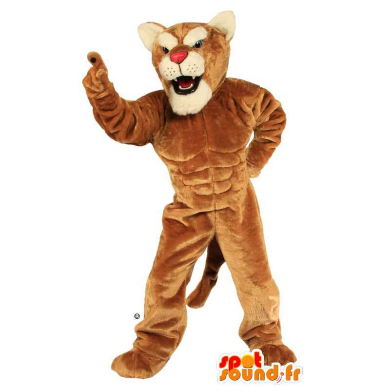 非常に筋肉質の茶色の虎のマスコット-masfr007528-虎のマスコット