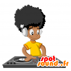 Boy DJ mascota, bronceada, con el pelo muy rizado - MASFR029927 - Mascotte 2D / 3D