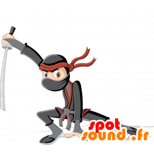 Ninja maskotti, pukeutunut musta ja punainen mekko - MASFR029932 - Mascottes 2D/3D