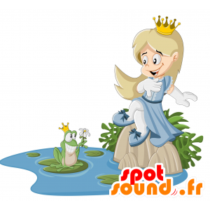 Blond prinses mascotte met een mooie kroon - MASFR029933 - 2D / 3D Mascottes