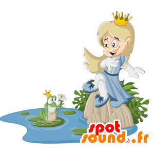 Blond prinsessamaskot med en vacker krona - Spotsound maskot