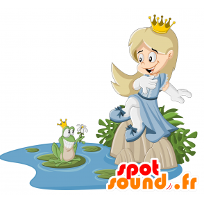 Mascotte principessa bionda con una bella corona - MASFR029933 - Mascotte 2D / 3D