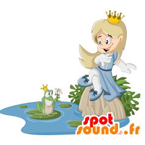 ξανθιά πριγκίπισσα μασκότ με ένα όμορφο στεφάνι - MASFR029933 - 2D / 3D Μασκότ