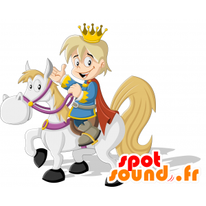 Mascotte de prince blond, avec une couronne - MASFR029934 - Mascottes 2D/3D
