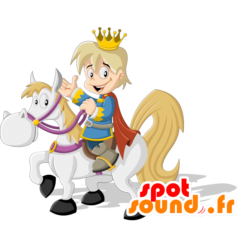 Blond maskotka książę, z koroną - MASFR029934 - 2D / 3D Maskotki