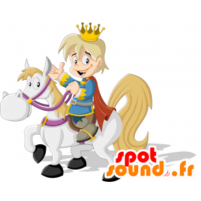 Biondo mascotte principe, con una corona - MASFR029934 - Mascotte 2D / 3D