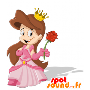 Principessa mascotte con un bellissimo vestito rosa - MASFR029935 - Mascotte 2D / 3D