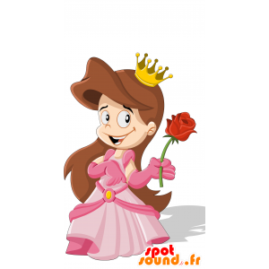 Principessa mascotte con un bel vestito rosa, - MASFR029936 - Mascotte 2D / 3D