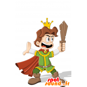 Mascotte de prince avec une cape et une couronne - MASFR029937 - Mascottes 2D/3D