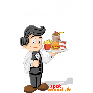 Mascot server. Mascotte stylish man - MASFR029939 - 2D / 3D mascots