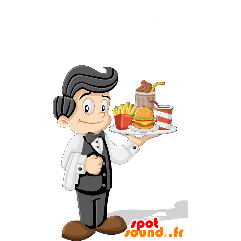 Mascot server. Mascotte stylish man - MASFR029939 - 2D / 3D mascots