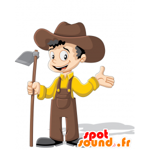 Farmer mascot, dressed in overalls with a hat - MASFR029943 - 2D / 3D mascots