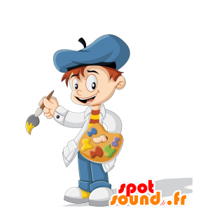 Malíř maskot s halenkou a baret - MASFR029944 - 2D / 3D Maskoti