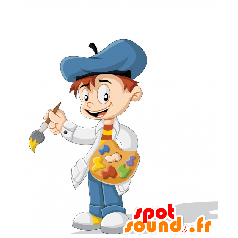 Mascota del pintor, con una bata y una boina - MASFR029944 - Mascotte 2D / 3D