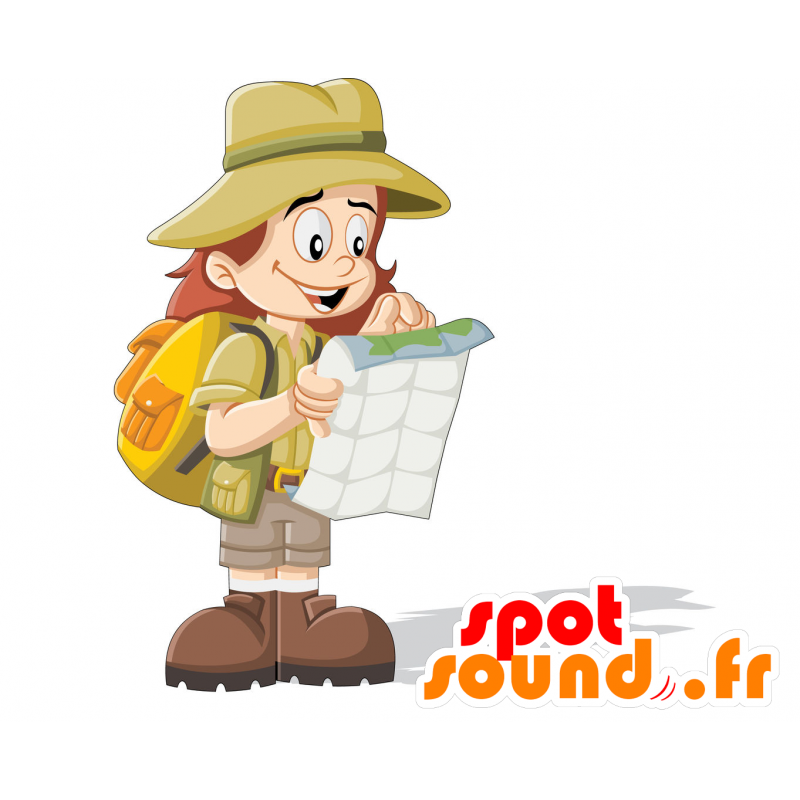 Mascotte avventuriero. explorer mascotte femminile - MASFR029952 - Mascotte 2D / 3D