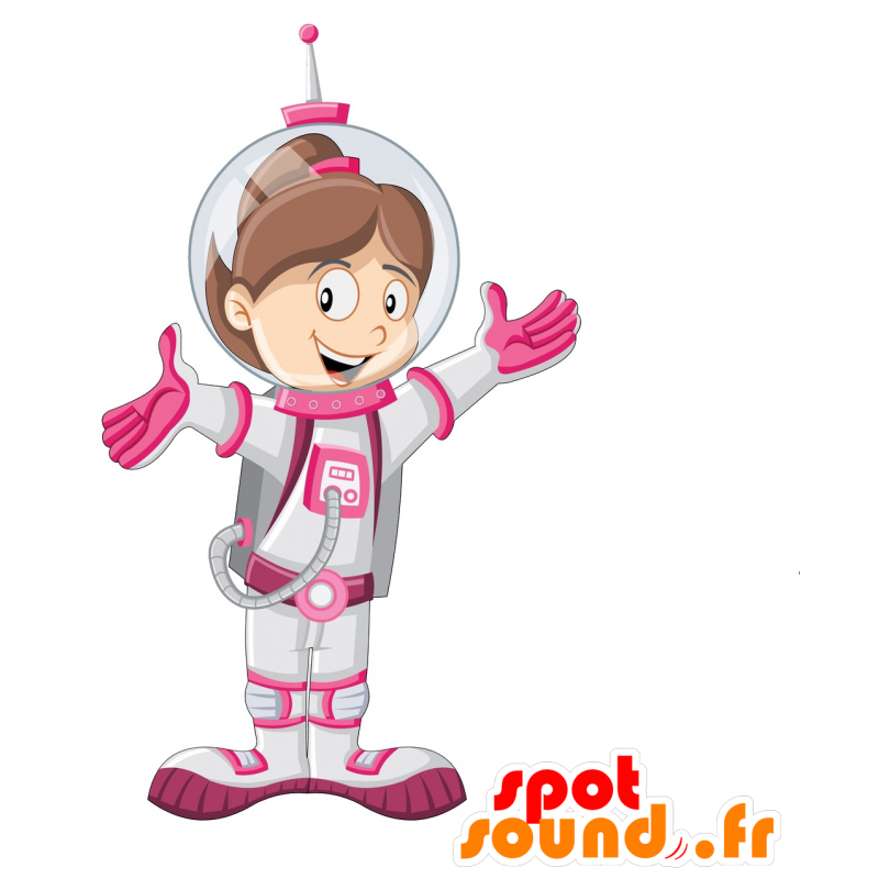 Astronauta Mascote, com um terno branco e rosa - MASFR029954 - 2D / 3D mascotes