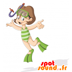 Jente maskot med svømmeføtter og en badedrakt - MASFR029955 - 2D / 3D Mascots
