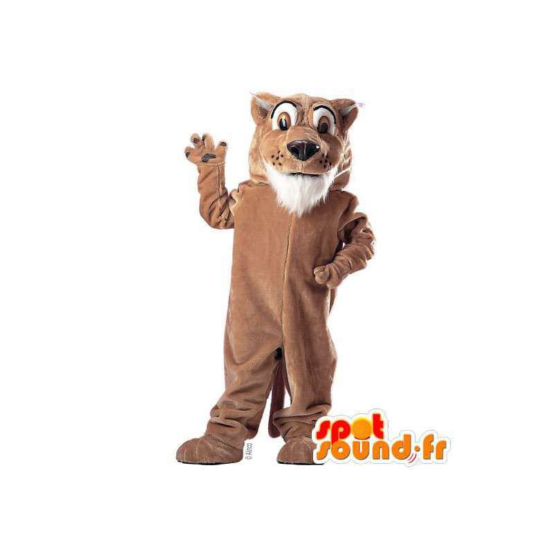 Mascotte de tigre marron et blanc. Costume de tigre marron - MASFR007534 - Mascottes Tigre