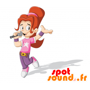 Redhead mascot, dressed in a pink and purple outfit - MASFR029958 - 2D / 3D mascots