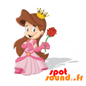 Princess maskot kledd i en vakker rosa rose - MASFR029959 - 2D / 3D Mascots