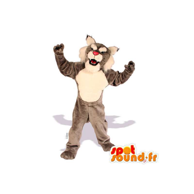 Grå og hvid tigermaskot - Spotsound maskot kostume