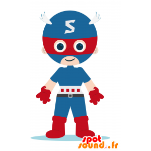Futuristisk pojkemaskot med en blå och röd outfit - Spotsound