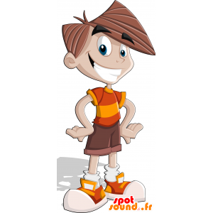 Mascotte de garçon, d'adolescent, très souriant - MASFR029964 - Mascottes 2D/3D