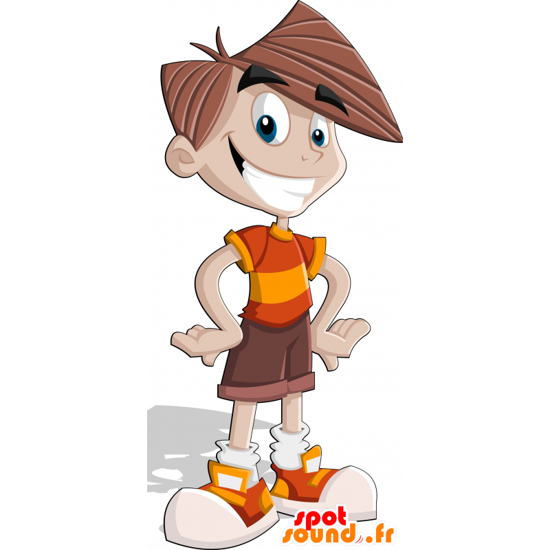 Mascotte de garçon, d'adolescent, très souriant - MASFR029964 - Mascottes 2D/3D