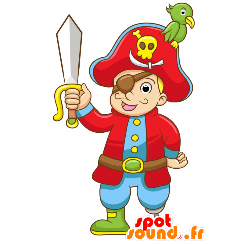 Pirata della mascotte con una benda sull'occhio e una gamba di legno - MASFR029974 - Mascotte 2D / 3D