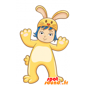Mascotte de fillette déguisée en lapin jaune - MASFR029980 - Mascottes 2D/3D