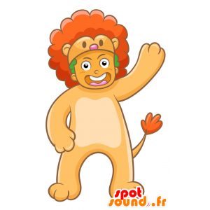 Barnmaskot förklädd som ett gult och orange lejon - Spotsound