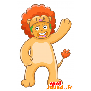 Kindermaskottchen gekleidet in gelb und orange Löwe - MASFR029981 - 2D / 3D Maskottchen