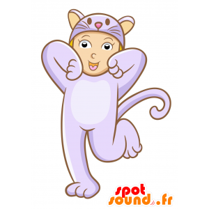 Mascotte de fille déguisée en chat mauve. Mascotte de chat - MASFR029983 - Mascottes 2D/3D