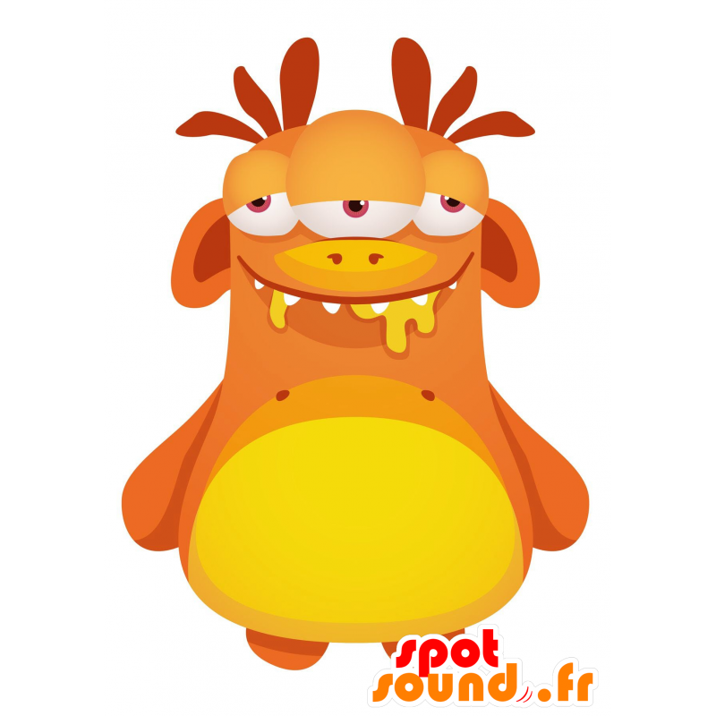 Mascotte de monstre orange et jaune. Mascotte d'alien - MASFR029986 - Mascottes 2D/3D