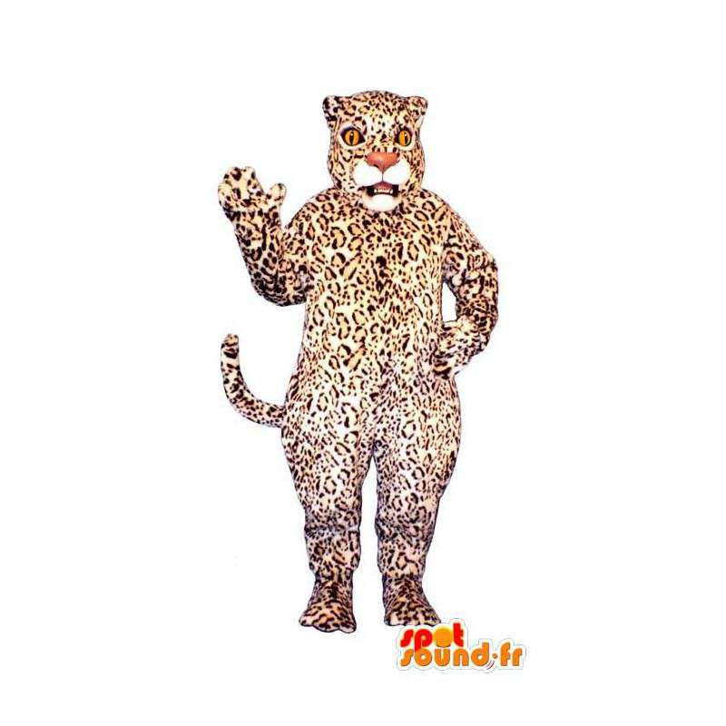 Vit leopardmaskot, prickig - Spotsound maskot