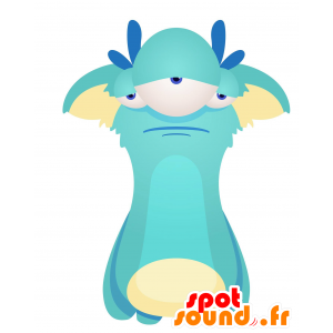 La mascota del monstruo azul y blanco con tres ojos - MASFR029987 - Mascotte 2D / 3D